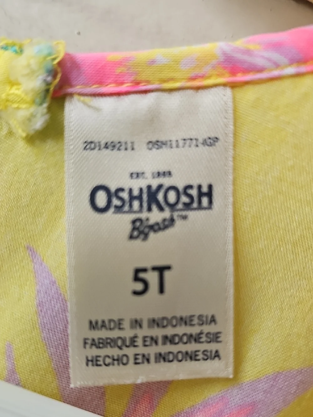 ​OshKosh B'gosh Toddler Girl Yellow Floral Tiered Ruffle Dress Size 5T